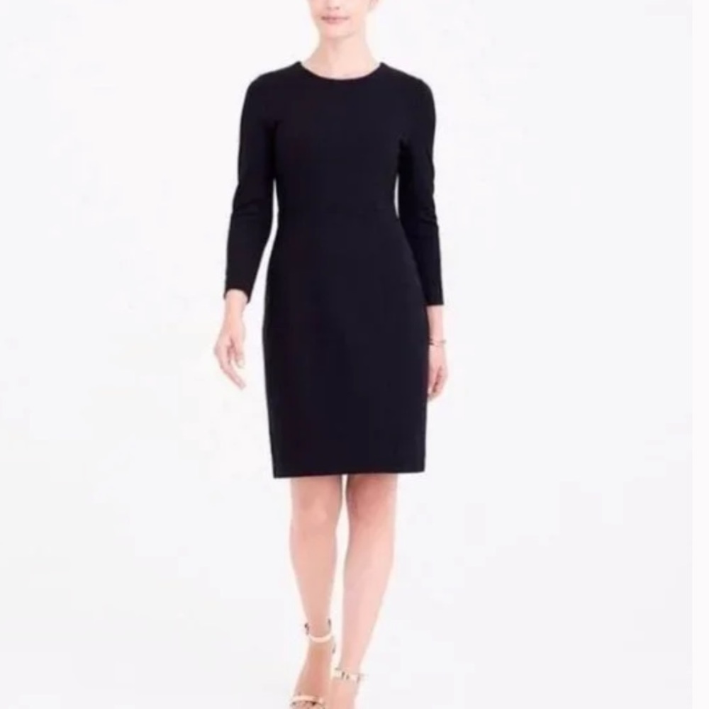 J. Crew Black Long Sleeve Sheath Dress
